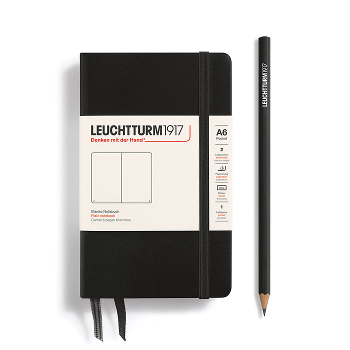 POCKET NOTEBOOK (A6) HARDCOVER, BLACK (Multiple Styles) — by Leuchtturm1917