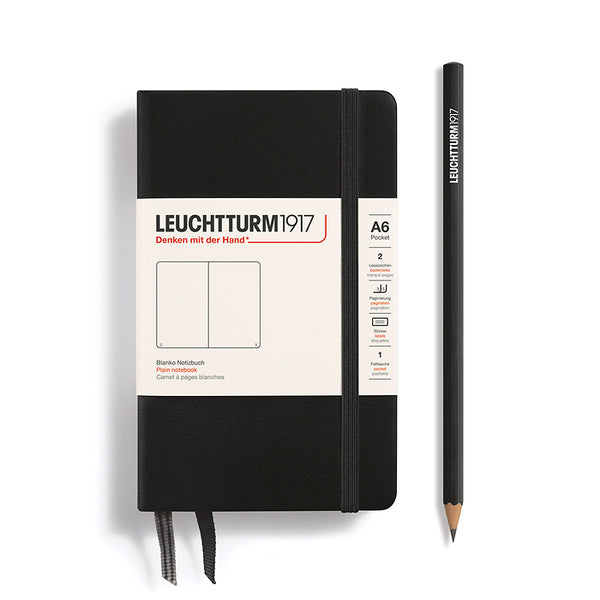 POCKET NOTEBOOK (A6) HARDCOVER, BLACK (Multiple Styles) — by Leuchtturm1917