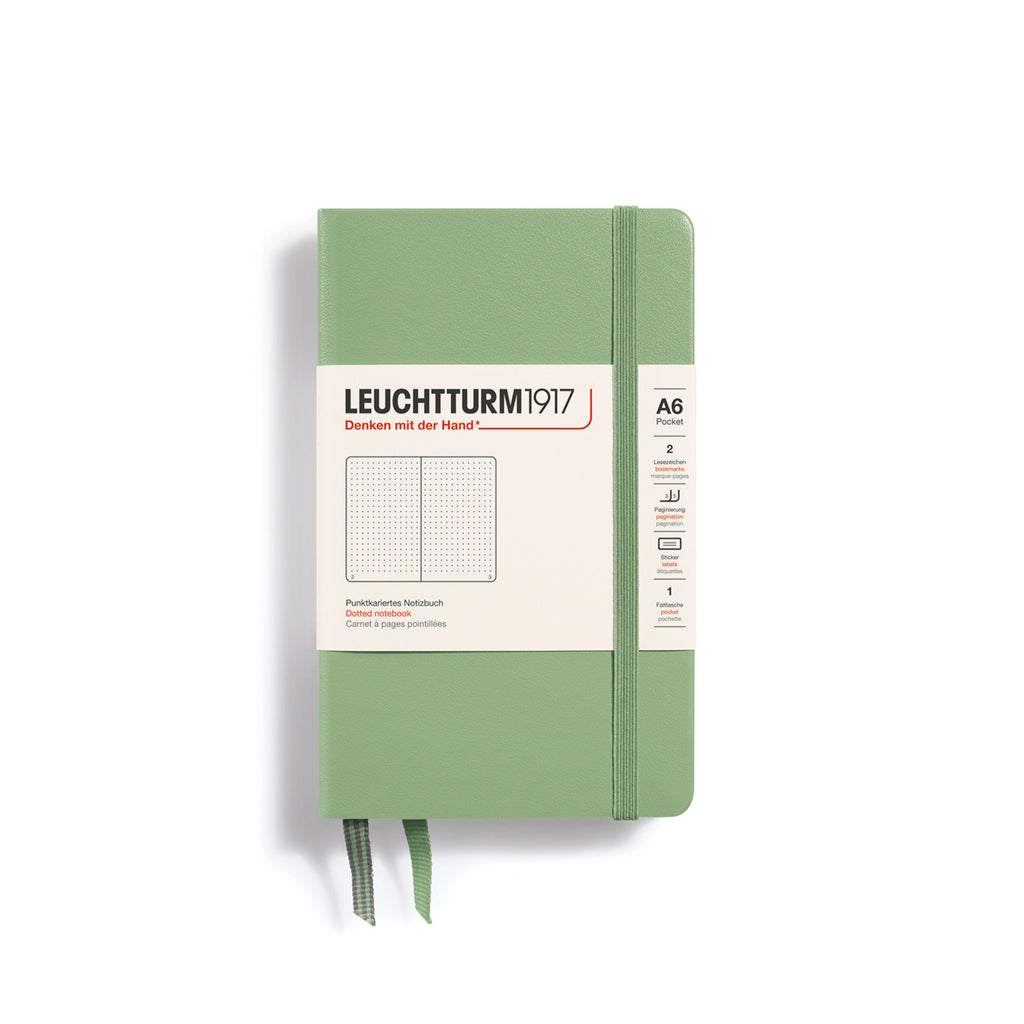 POCKET NOTEBOOK (A6) HARDCOVER, SAGE (Multiple Styles) — by Leuchtturm1917