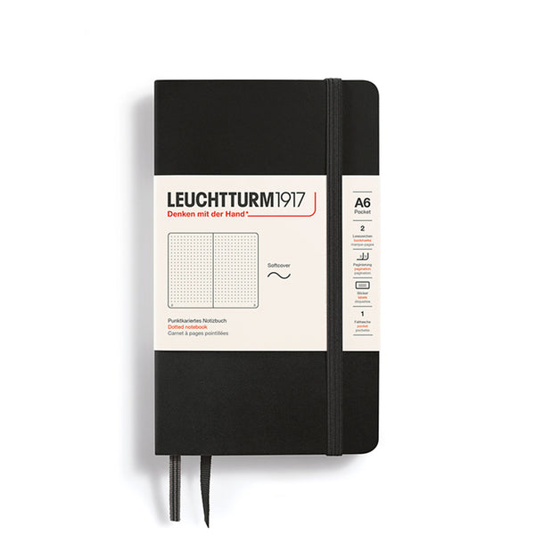 POCKET NOTEBOOK (A6) SOFTCOVER, BLACK (Multiple Styles) — by Leuchtturm1917