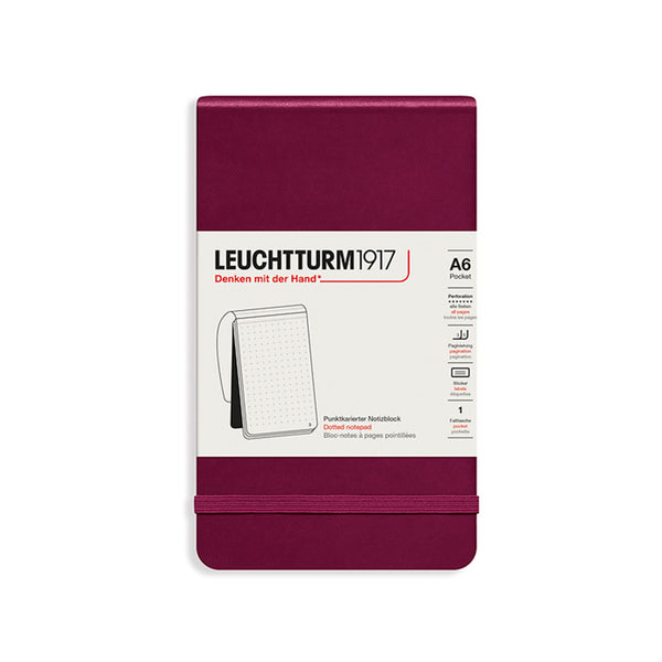 POCKET NOTEPAD (A6) HARDCOVER, PORT RED (Multiple Styles) — by Leuchtturm1917