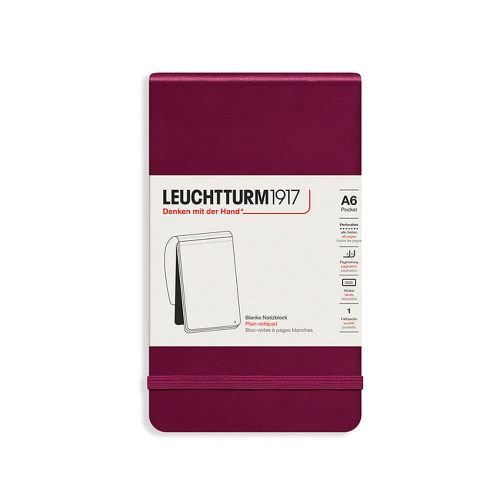 POCKET NOTEPAD (A6) HARDCOVER, PORT RED (Multiple Styles) — by Leuchtturm1917
