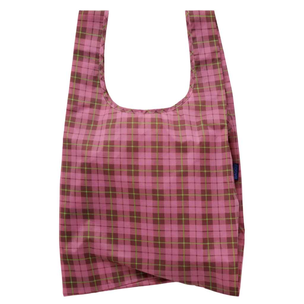 STANDARD "AZALEA PINK TARTAN" REUSABLE BAG — by Baggu