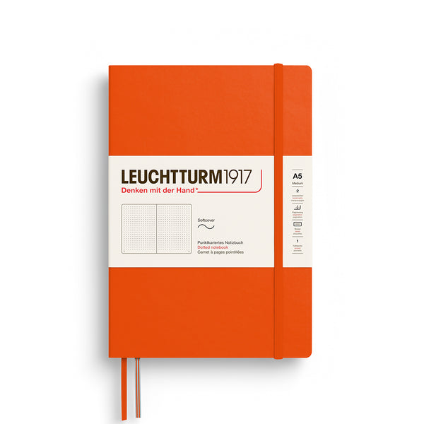 CARNET DE NOTE MOYEN (A5) COUVERTURE SOUPLE, CITROUILLE (Plusieurs styles) — par Leuchtturm1917