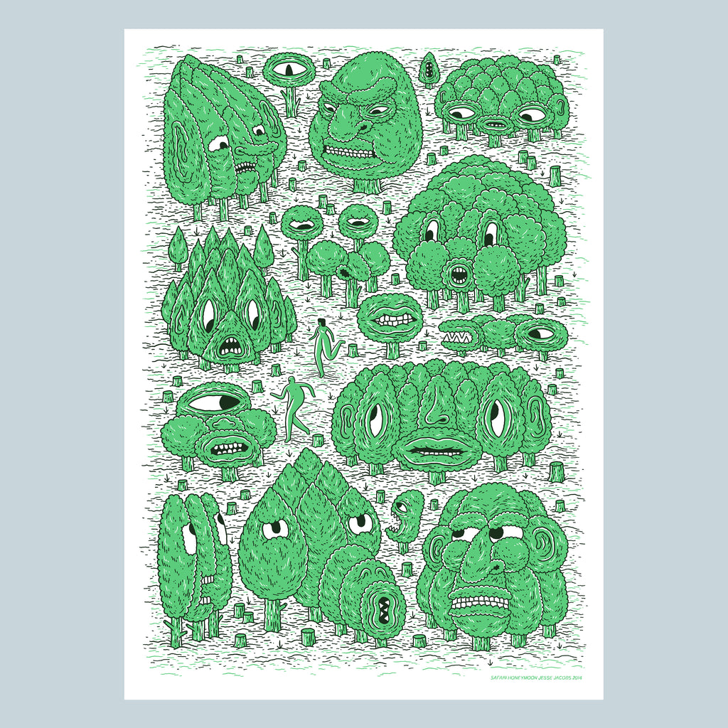 SAFARI HONEYMOON TREES, Sérigraphie - 50x70 cm — par Jesse Jacobs