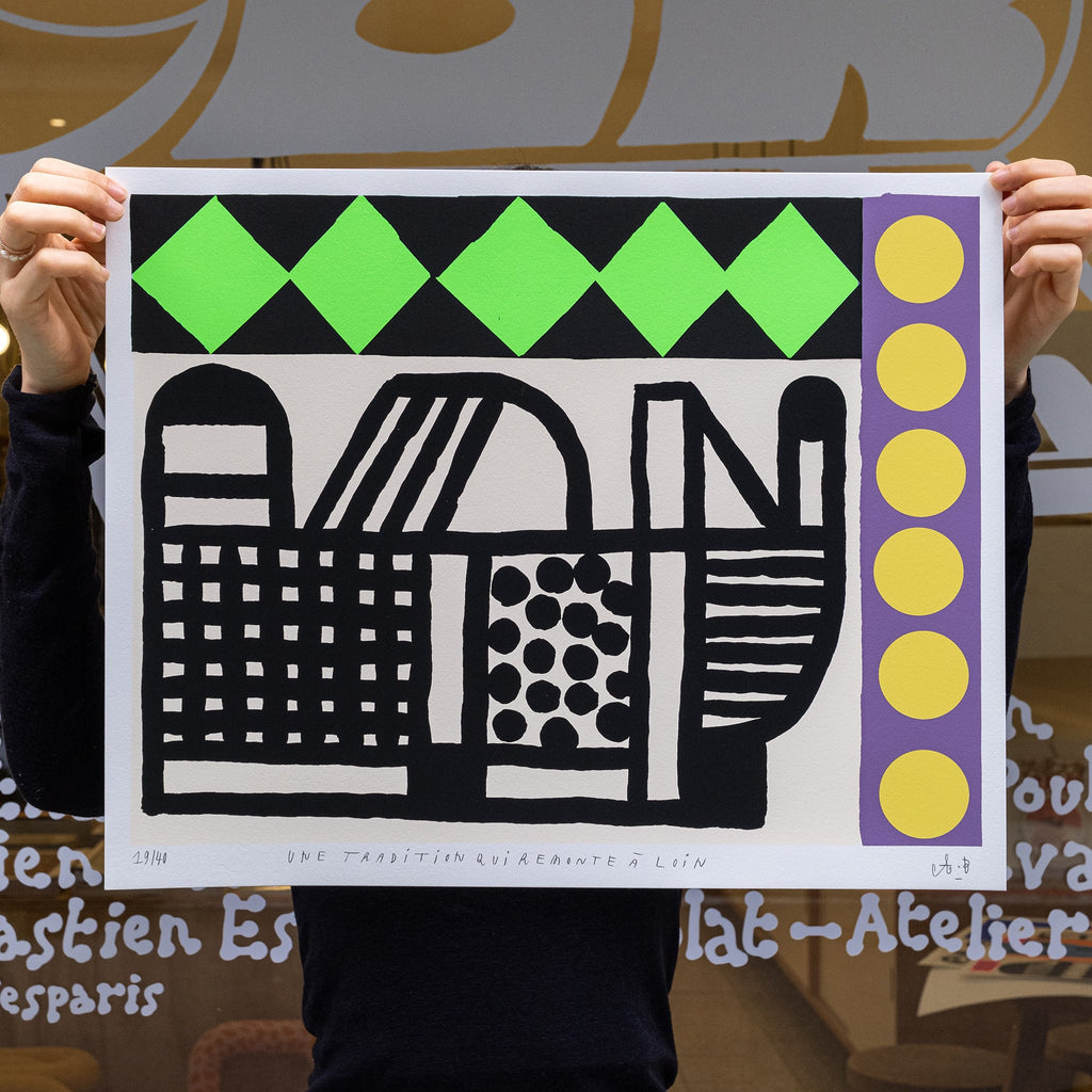 UNE TRADITION QUI REMONTE À LOIN – 50 x 40 cm (sérigraphie) — par Atelier Bingo