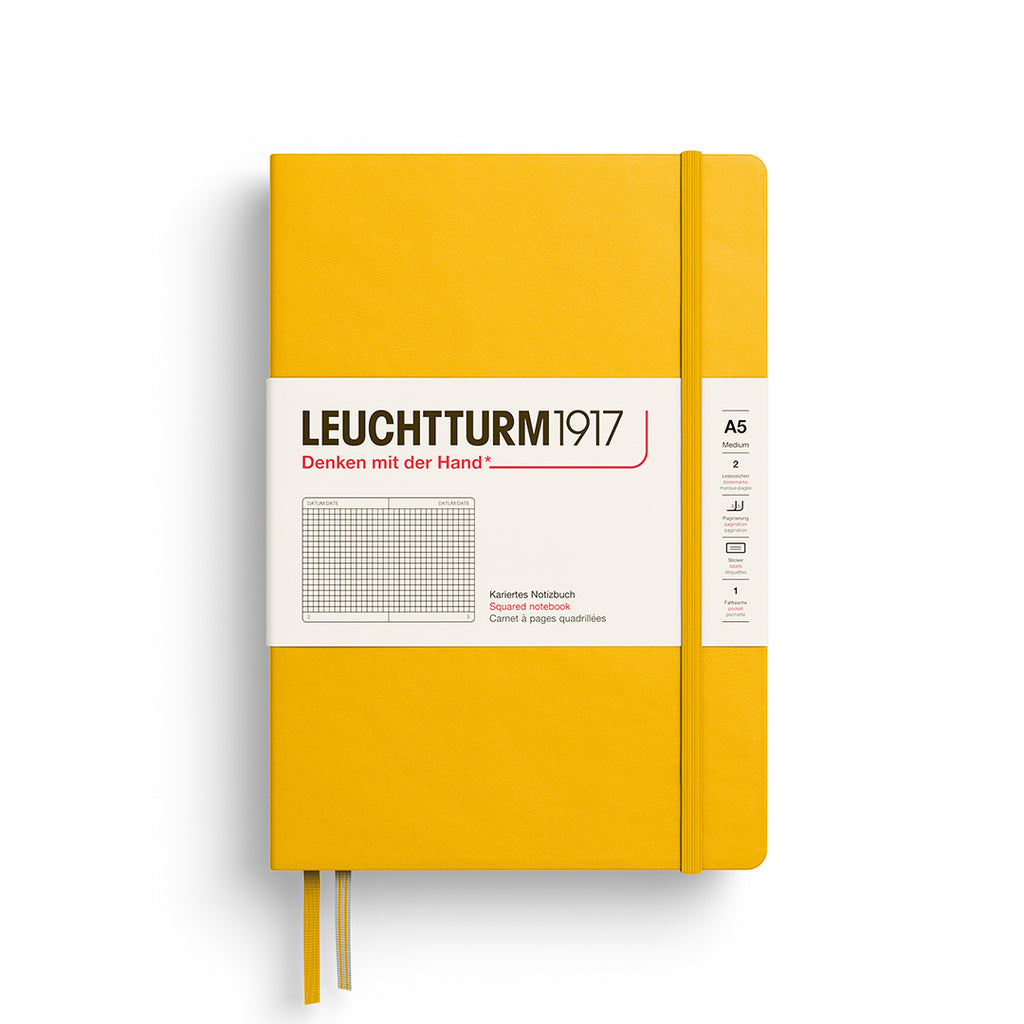 CARNET DE NOTE MOYEN (A5) COUVERTURE RIGIDE, TOURNESOL (plusieurs styles) — par Leuchtturm 1917