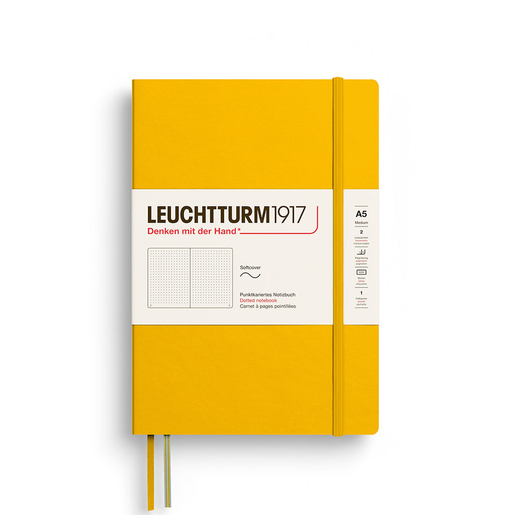CARNET DE NOTE MOYEN (A5) COUVERTURE SOUPLE, TOURNESOL (Plusieurs styles) — par Leuchtturm1917
