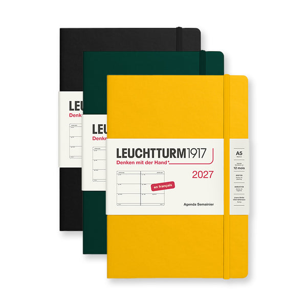 AGENDA HEBDOMADAIRE FORMAT MOYEN(A5) 2027, 12 mois, Couverture rigide - FRANÇAIS (Plusieurs couleurs) — par Leuchtturm 1917