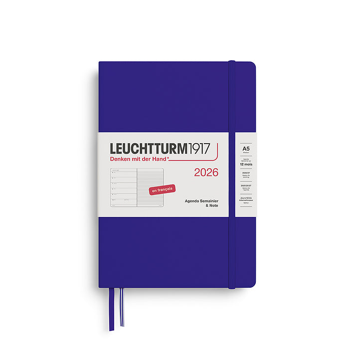 WEEKLY PLANNER & NOTEBOOK MEDIUM (A5) 2026, HARDCOVER, (Multiple Colors) FRENCH — by Leuchtturm1917