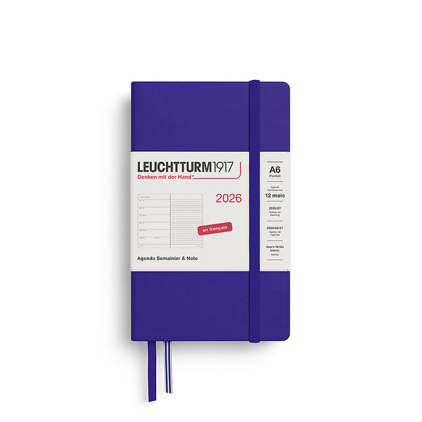 POCKET WEEKLY PLANNER & NOTEBOOK (A6) 2026, HARDCOVER, (Multiple Colors) FRENCH — by Leuchtturm1917