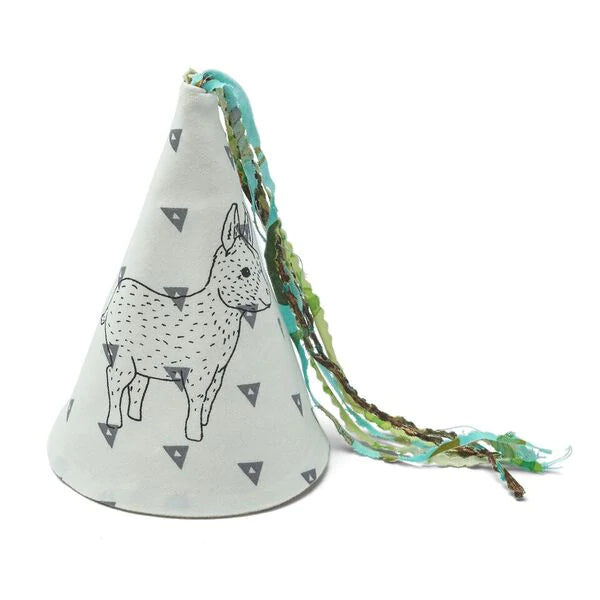 PARTY HAT WITH SILK SCREEN PRINT OF LITTLE DONKEY — by La fée raille