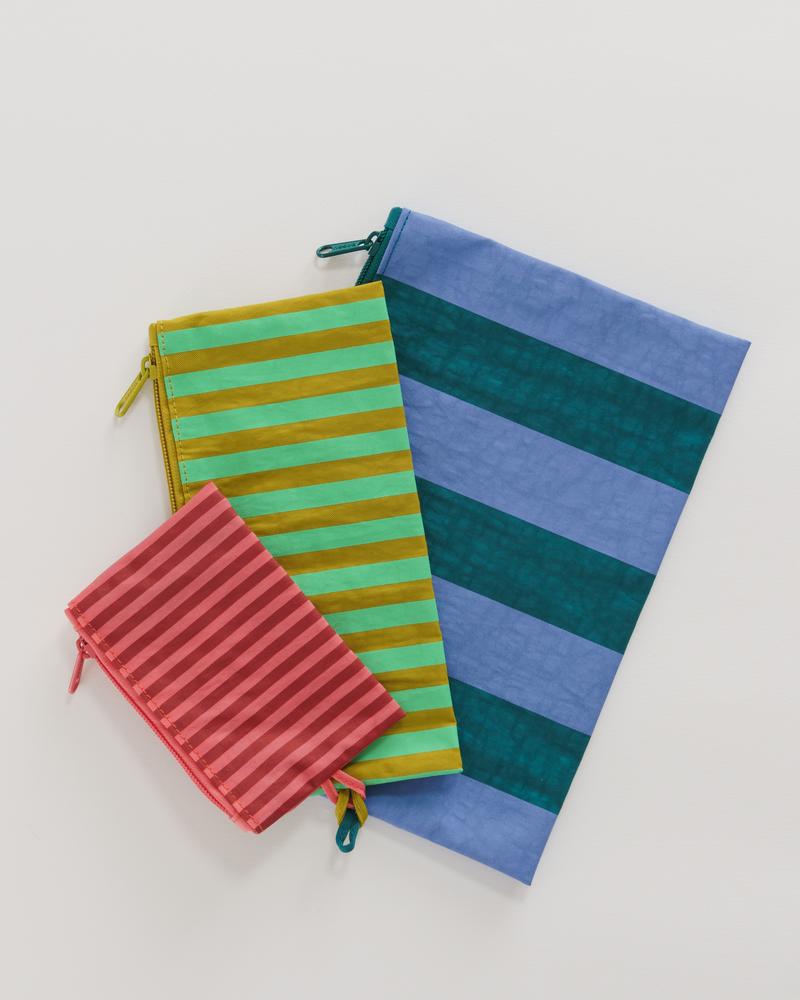 FLAT POUCH SET AFTERNOON STRIPES — by Baggu