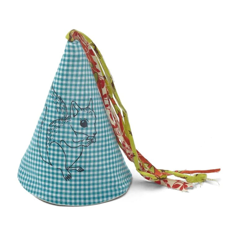 PARTY HAT WITH SILK SCREEN PRINT OF LITTLE SQUIRREL — by La fée raille