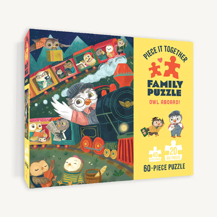 PIECE IT TOGETHER, FAMILY 60-PIECE PUZZLE OWL ABOARD! — by Chronicle books