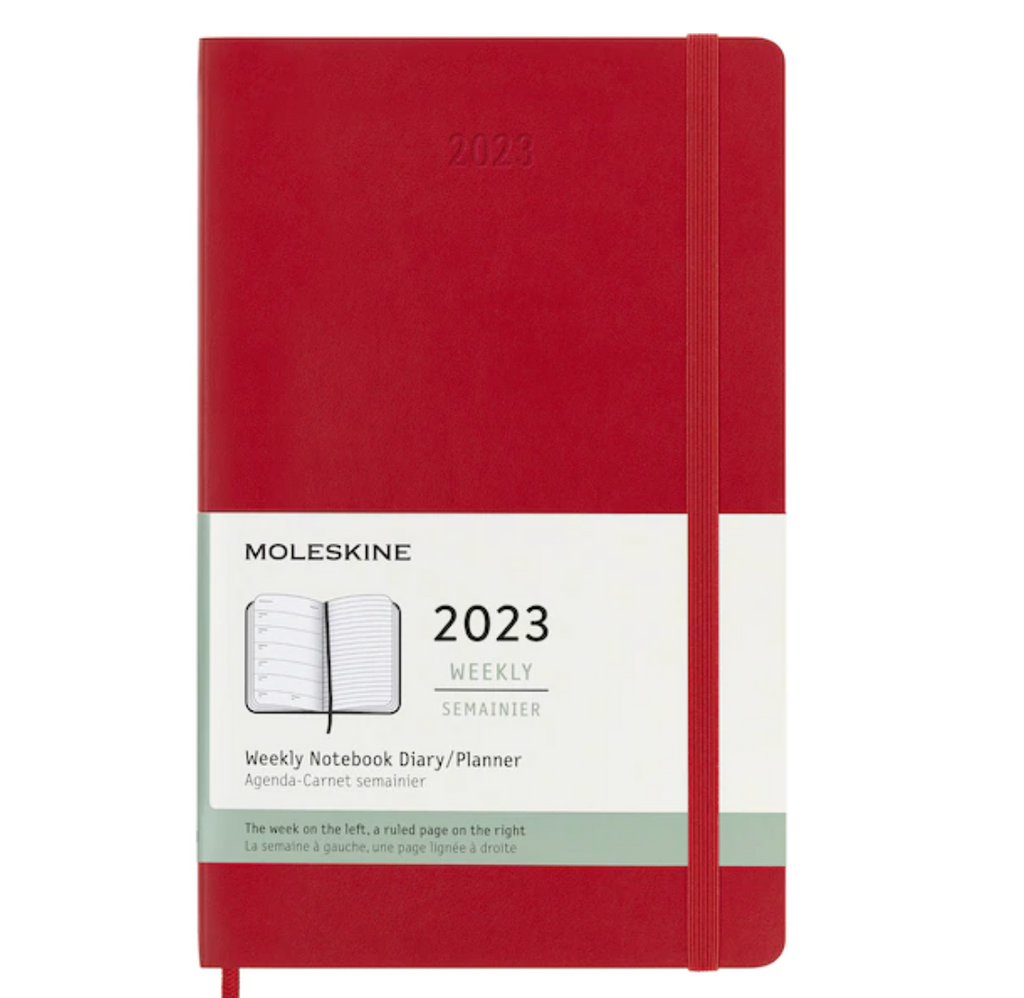 WEEKLY PLANNER 2023 RED SOFT COVER (Multiple size) — by Moleskine