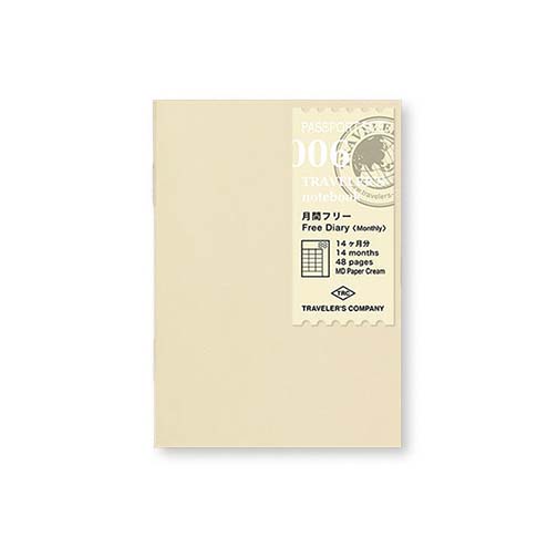 TRAVELER'S NOTEBOOK MONTHLY DIARY INSERT (Multiple sizes) — by Traveler’s Company (TRC)