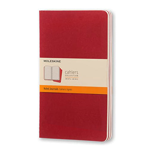 SET OF 3 CRANBERRY RED CAHIER JOURNAL (Different sizes + styles) — by Moleskine