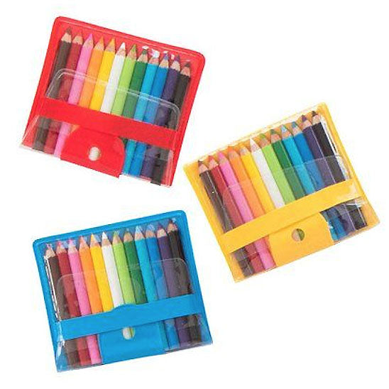 12 Mini crayons de couleur